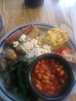 Vegan full breakfast at The Lost ARC in Rhayader