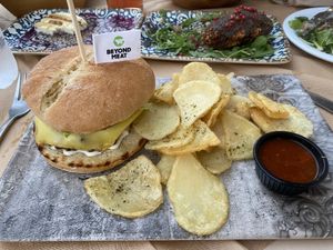 Beyond meat burger   at Maistros in Lefkada