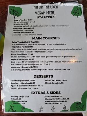 Menu as of May 2023 at Inn On The Loch in Lanark