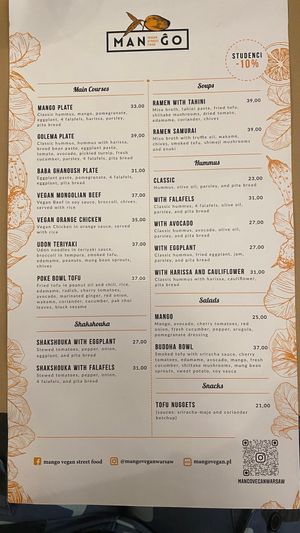 Menu (29/10/2022) at Mango Vegan Street Food - Zelazna in Warsaw