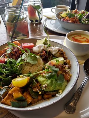 Daily special. Mexican bowl, celeriac soup and infused water 15euro at Wildwood Café in Carlingford