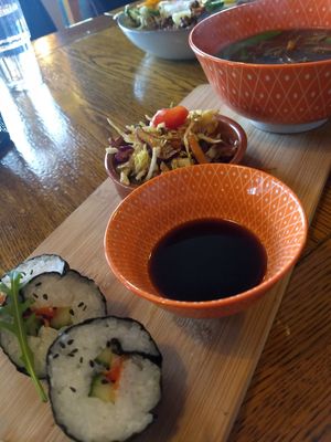Vegan sushi, salad and ramen special at Wildwood Café in Carlingford