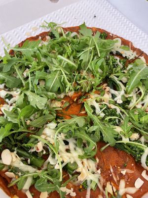 Cauli base pizza w cheese & greens at Humble in South West London