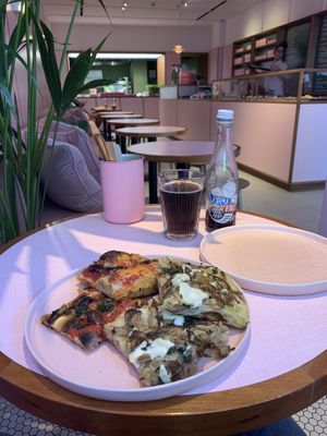 Tasty truffle slice and an olive and tomato  at Humble in South West London