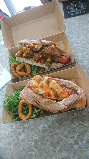 (from top to bottom) dish with aubergine,  gyoza at Jumping Buddha in Belfast