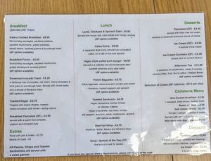 Menu - about to have more options added at Allison's Eatery in Bury St Edmunds