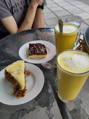 Carrot cake, millionaires shortbread and turmeric lattes at Allison's Eatery in Bury St Edmunds
