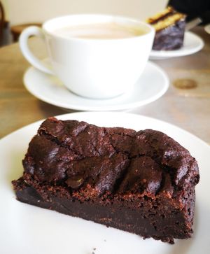 Brownie and coffee at Allison's Eatery in Bury St Edmunds