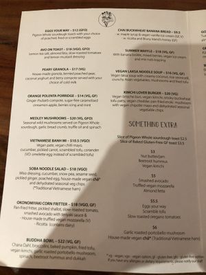 Menu at Little Lotus Cafe in Hobart