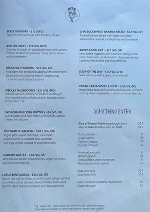 Little Lotus Cafe’s food menu (April 2021). at Little Lotus Cafe in Hobart