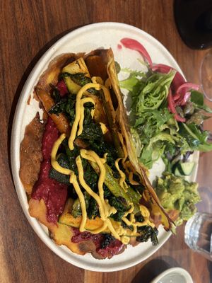 Chickpea pancakes   at Little Lotus Cafe in Hobart