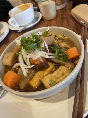 Vegan beef noodle soup   at Little Lotus Cafe in Hobart