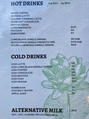 Drinks menu side 2 of 2, November 2023.   at Little Lotus Cafe in Hobart