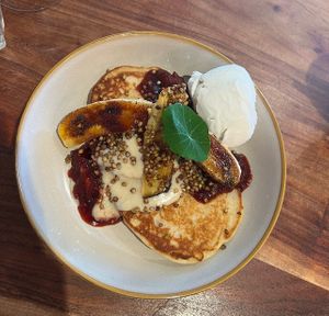 Vegan pancakes   at Little Lotus Cafe in Hobart