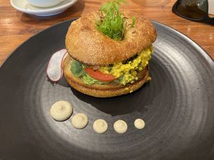 Vegan Brunch Bagel at Little Lotus Cafe in Hobart
