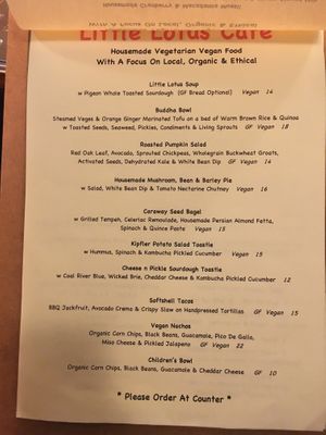 current all day menu 2/2 at Little Lotus Cafe in Hobart