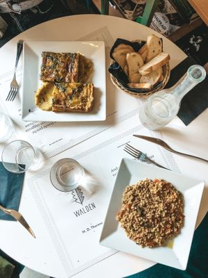 Vegetarian quiche and vegan “risotto” at Walden in Milan