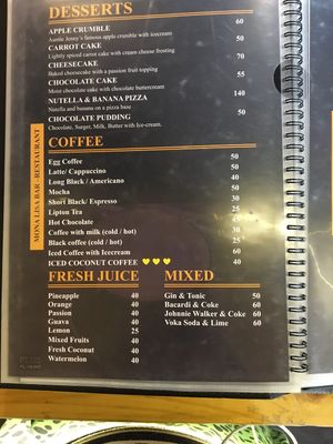 Menu  at Mona Lisa Bar Restaurant  in Ninh Binh