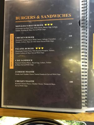 Falafel burger is vegan without the mayo at Mona Lisa Bar Restaurant  in Ninh Binh