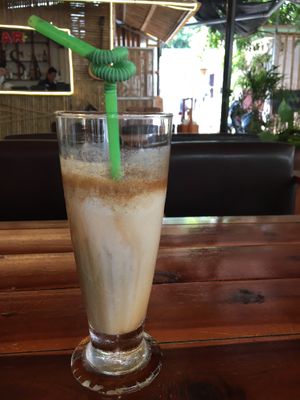 Iced coconut coffee at Mona Lisa Bar Restaurant  in Ninh Binh