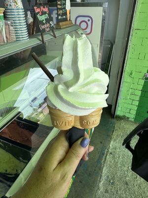 Vegan whippy. (It’s not green. Just a horrible photo 🙂  at v360 in Brighton