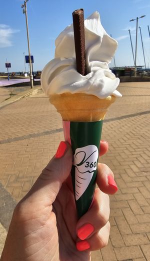 Vegan whippy with chocolate stick at v360 in Brighton