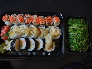 A couple of vegan rolls and a seaweed salad at Otani in Mayfield Heights