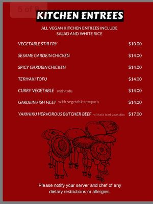 Page 4 vegan menu at Otani in Mayfield Heights