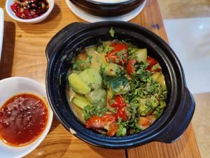 Mixed vegetable with rice at Nha Hang Chay Hieu & Thuong in Qui Nhon