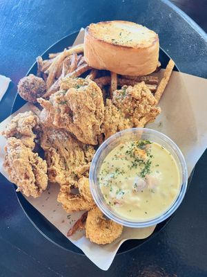 The Cajun Platter : Oyster Mushrooms, Boudin Balls, & Vegan Shrimp   at Vegan Food House in Dallas