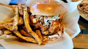 Nashville hot chick'em (oyster mushroom) at Vegan Food House in Dallas