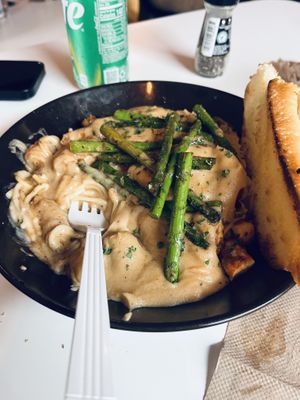 Large seafood Mac - my son who is not vegan said sauce was excellent, texture just right   at Vegan Food House in Dallas