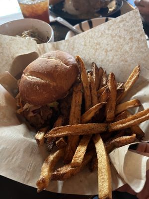 Nashville hot chikn sandwich (fried oyster mushroom 😻)  at Vegan Food House in Dallas