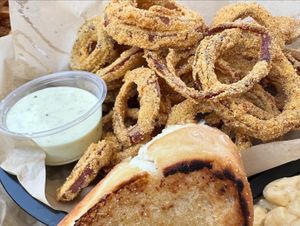 Red onion rings  at Vegan Food House in Dallas