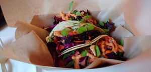 Cajun fried "fish" tacos at Vegan Food House in Dallas
