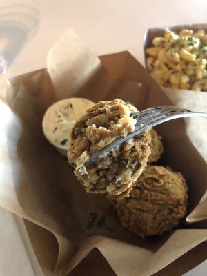 Inside a boudin ball at Vegan Food House in Dallas