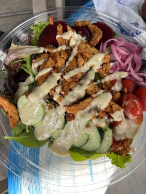 Salad with soy curls at Beyond Bread - N Campbell Ave in Tucson