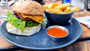 Vegan burger at The Olive Tree in Mallorca