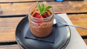 Chocolate mousse at The Olive Tree in Mallorca