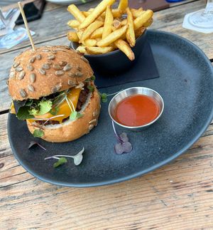 Vegan burger   at The Olive Tree in Mallorca