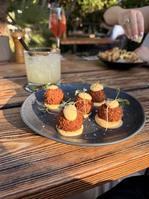 Aubergine croquettes   at The Olive Tree in Mallorca