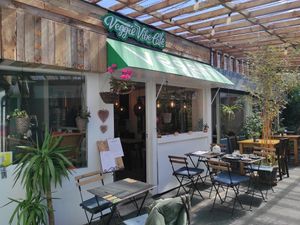 Outside seating at Veggie Vibe Cafe in Blackrock