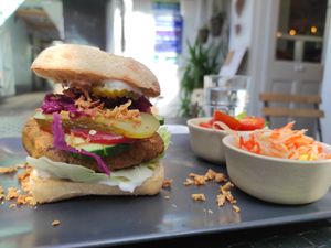 Vegan burguer at Veggie Vibe Cafe in Blackrock