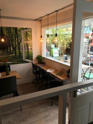 Seating  at Veggie Vibe Cafe in Blackrock