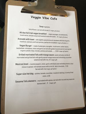 Menu  at Veggie Vibe Cafe in Blackrock
