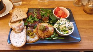Fried tempeh salad at Veggie Vibe Cafe in Blackrock