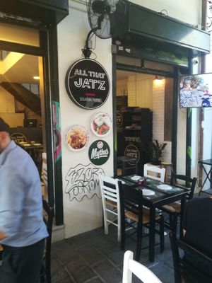 Entrance of the restaurant at All That Jatz in Athens