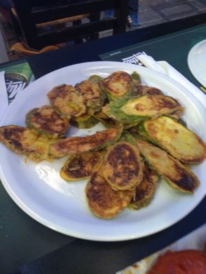 Fried zucchinis at All That Jatz in Athens