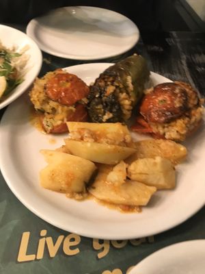 Stuffed tomatoes and peppers at All That Jatz in Athens