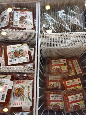 otah and chilli shrimps at Yes Natural in Central Singapore